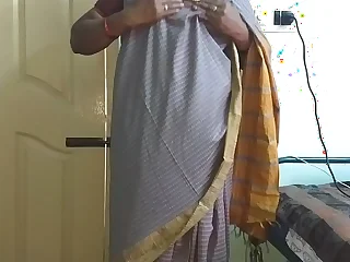 desi  indian tamil telugu kannada malayalam hindi horny first and foremost wife vanitha wearing grey colour saree  showing big boobs and shaved pussy rock hard boobs rock nosh fretting pussy masturbation